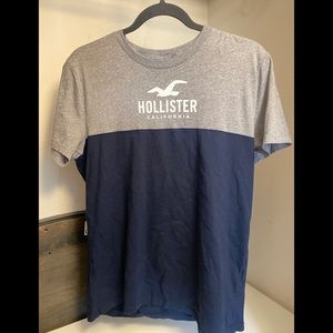 Mens Gray & Navy Blue Hollister Logo T-Shirt